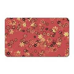 Gold And Rust Floral Print Magnet (rectangular)