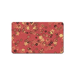 Gold And Rust Floral Print Magnet (name Card) by SpinnyChairDesigns