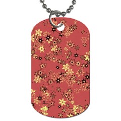 Gold And Rust Floral Print Dog Tag (one Side) by SpinnyChairDesigns