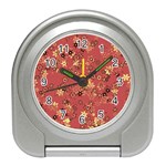 Gold and Rust Floral Print Travel Alarm Clock Front