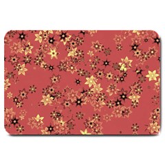 Gold And Rust Floral Print Large Doormat  by SpinnyChairDesigns