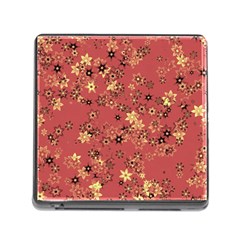 Gold And Rust Floral Print Memory Card Reader (square 5 Slot) by SpinnyChairDesigns