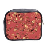 Gold and Rust Floral Print Mini Toiletries Bag (Two Sides) Back