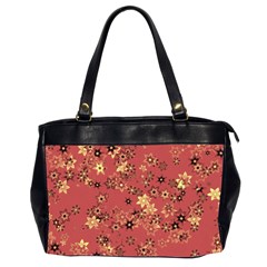 Gold And Rust Floral Print Oversize Office Handbag (2 Sides) by SpinnyChairDesigns