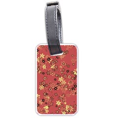 Gold And Rust Floral Print Luggage Tag (one Side) by SpinnyChairDesigns