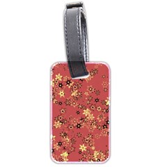 Gold And Rust Floral Print Luggage Tag (two Sides) by SpinnyChairDesigns