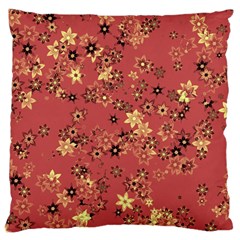 Gold And Rust Floral Print Large Cushion Case (two Sides) by SpinnyChairDesigns