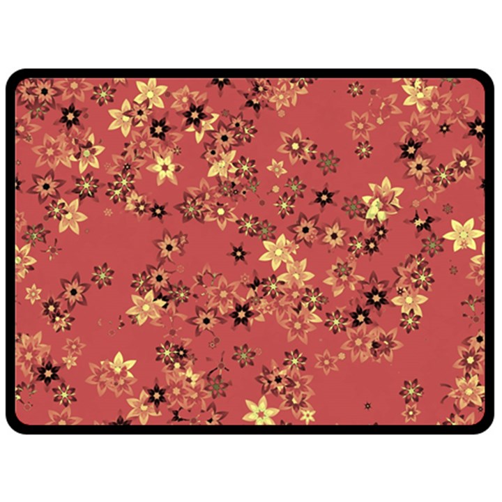 Gold and Rust Floral Print Double Sided Fleece Blanket (Large) 