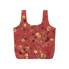 Gold And Rust Floral Print Full Print Recycle Bag (s) by SpinnyChairDesigns