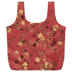 Gold And Rust Floral Print Full Print Recycle Bag (xl) by SpinnyChairDesigns