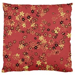 Gold And Rust Floral Print Large Flano Cushion Case (two Sides) by SpinnyChairDesigns