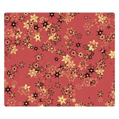 Gold And Rust Floral Print Double Sided Flano Blanket (small)  by SpinnyChairDesigns