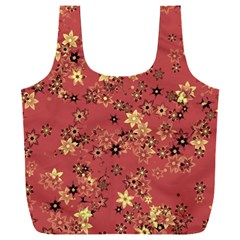 Gold And Rust Floral Print Full Print Recycle Bag (xxxl) by SpinnyChairDesigns