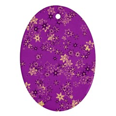 Gold Purple Floral Print Ornament (oval)