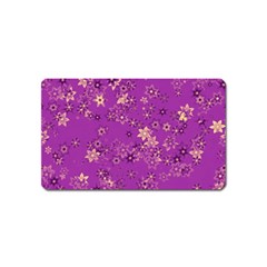 Gold Purple Floral Print Magnet (name Card) by SpinnyChairDesigns