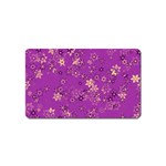 Gold Purple Floral Print Magnet (Name Card) Front