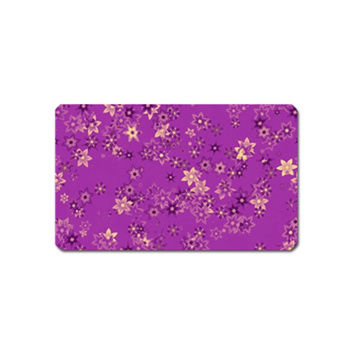 Gold Purple Floral Print Magnet (Name Card)