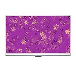 Gold Purple Floral Print Business Card Holder Front