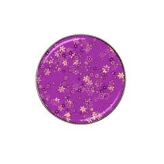 Gold Purple Floral Print Hat Clip Ball Marker (10 Pack) by SpinnyChairDesigns