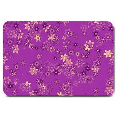 Gold Purple Floral Print Large Doormat  by SpinnyChairDesigns