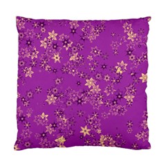 Gold Purple Floral Print Standard Cushion Case (one Side) by SpinnyChairDesigns