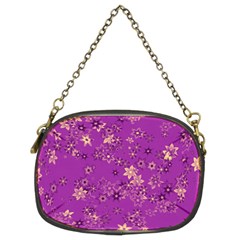 Gold Purple Floral Print Chain Purse (two Sides) by SpinnyChairDesigns