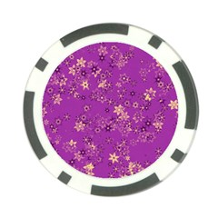 Gold Purple Floral Print Poker Chip Card Guard (10 Pack) by SpinnyChairDesigns