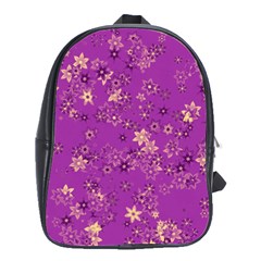 Gold Purple Floral Print School Bag (large) by SpinnyChairDesigns