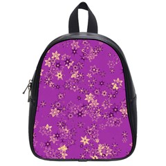 Gold Purple Floral Print School Bag (small) by SpinnyChairDesigns