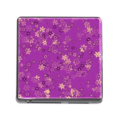 Gold Purple Floral Print Memory Card Reader (square 5 Slot) by SpinnyChairDesigns