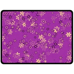 Gold Purple Floral Print Fleece Blanket (large)  by SpinnyChairDesigns