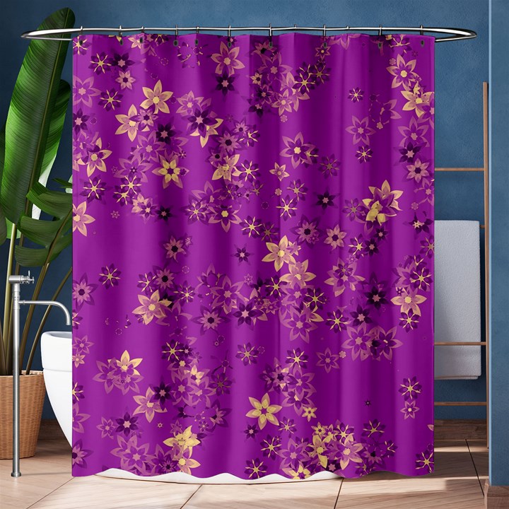 Gold Purple Floral Print Shower Curtain 60  x 72  (Medium) 