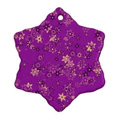 Gold Purple Floral Print Ornament (snowflake) by SpinnyChairDesigns