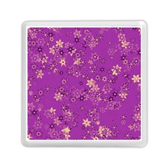 Gold Purple Floral Print Memory Card Reader (square)