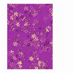 Gold Purple Floral Print Small Garden Flag (two Sides) by SpinnyChairDesigns