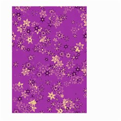 Gold Purple Floral Print Large Garden Flag (two Sides) by SpinnyChairDesigns