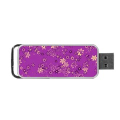 Gold Purple Floral Print Portable Usb Flash (one Side) by SpinnyChairDesigns