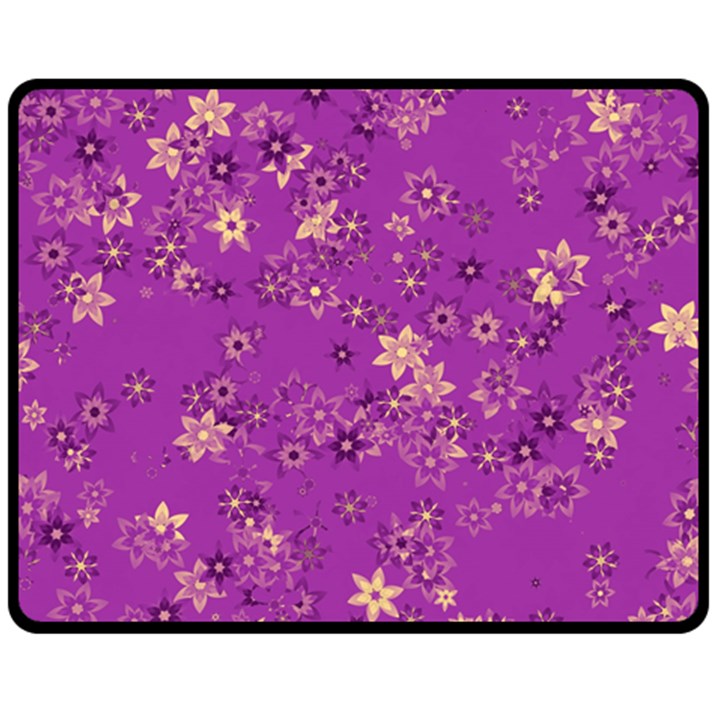 Gold Purple Floral Print Double Sided Fleece Blanket (Medium) 