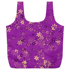 Gold Purple Floral Print Full Print Recycle Bag (xl) by SpinnyChairDesigns