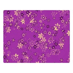 Gold Purple Floral Print Double Sided Flano Blanket (large)  by SpinnyChairDesigns