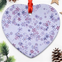 Pastel Purple Floral Pattern Ornament (heart) by SpinnyChairDesigns