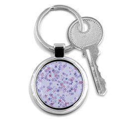 Pastel Purple Floral Pattern Key Chain (round) by SpinnyChairDesigns