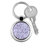 Pastel Purple Floral Pattern Key Chain (Round) Front