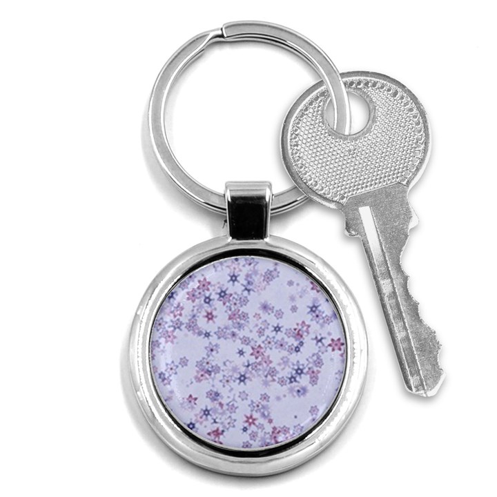 Pastel Purple Floral Pattern Key Chain (Round)