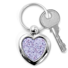 Pastel Purple Floral Pattern Key Chain (heart) by SpinnyChairDesigns