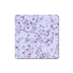 Pastel Purple Floral Pattern Square Magnet by SpinnyChairDesigns