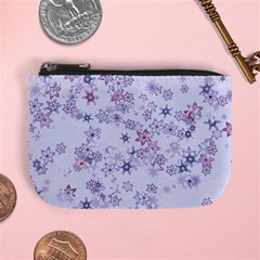 Pastel Purple Floral Pattern Mini Coin Purse by SpinnyChairDesigns