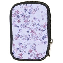 Pastel Purple Floral Pattern Compact Camera Leather Case by SpinnyChairDesigns