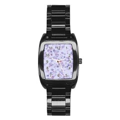 Pastel Purple Floral Pattern Stainless Steel Barrel Watch by SpinnyChairDesigns