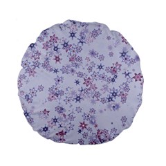 Pastel Purple Floral Pattern Standard 15  Premium Flano Round Cushions